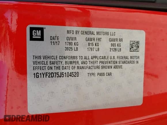 2018 Chevrolet Corvette 3LT z VIN 1G1YF2D75J5104520, wystawiony jako Copart lot #43556064 z przebiegiem 16 116 mil mil oraz . Historia ofert i sprzedaży dostępna na DreamBid. Obrazek 12.