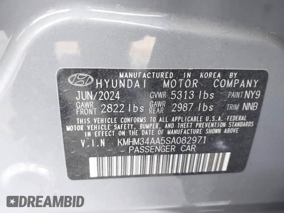 2025 Hyundai Ioniq 6 SEL с VIN KMHM34AA5SA082971, выставлен на аукционе IAAI как лот 42355611 с пробегом 2 301 миль миль и . История ставок и продаж доступна на DreamBid. Изображение 9.