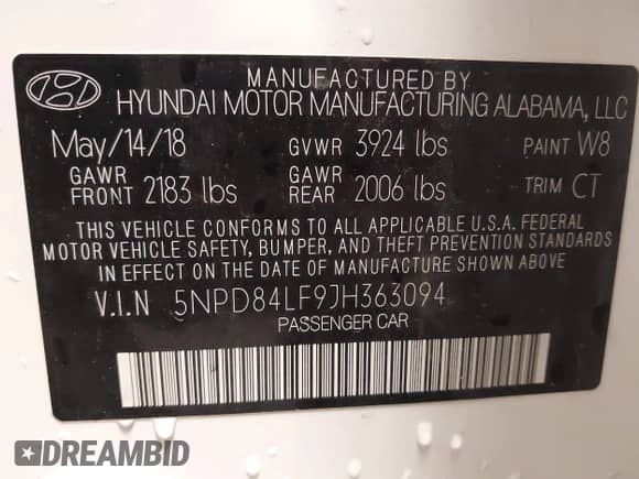 2018 Hyundai Elantra SEL z VIN 5NPD84LF9JH363094, wystawiony jako IAAI lot #42965806 z przebiegiem 82 819 mil mil oraz . Historia ofert i sprzedaży dostępna na DreamBid. Obrazek 9.