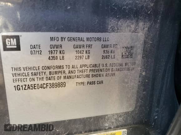 2012 Chevrolet Malibu 1FL с VIN 1G1ZA5E04CF389889, выставлен на аукционе Copart как лот 81828735 с пробегом 100 394 миль миль и Чистый • Clean title. История ставок и продаж доступна на DreamBid. Изображение 13.