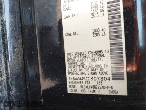 2012 Nissan Maxima SV z VIN 1N4AA5AP4CC807804, wystawiony jako IAAI lot #43035645 z przebiegiem 94 491 mil mil oraz . Historia ofert i sprzedaży dostępna na DreamBid. Obrazek 9.