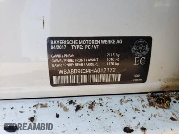 2017 BMW 3 Series 330i xDrive with VIN WBA8D9C34HA012172, listed as a Copart auction lot 67611845 with 97,035 mi miles and Salvage title. Bid and sale history available at DreamBid. Image 12.