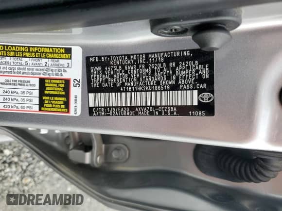 2019 Toyota Camry LE с VIN 4T1B11HK2KU186519, выставлен на аукционе Copart как лот 84010595 с пробегом 86 656 миль миль и Списание • Salvage title. История ставок и продаж доступна на DreamBid. Изображение 12.