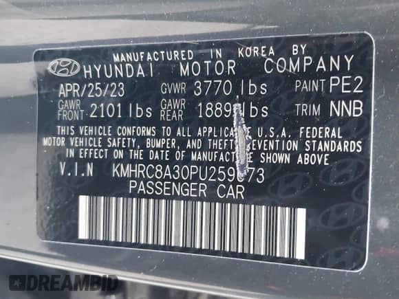 2023 Hyundai Venue Limited с VIN KMHRC8A30PU259673, выставлен на аукционе IAAI как лот 43322285 с пробегом 32 096 миль миль и . История ставок и продаж доступна на DreamBid. Изображение 9.