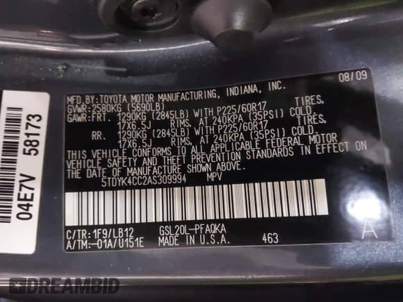 2010 Toyota Sienna XLE с VIN 5TDYK4CC2AS309994, выставлен на аукционе IAAI как лот 41487495 с пробегом Не указан миль и . История ставок и продаж доступна на DreamBid. Изображение 9.