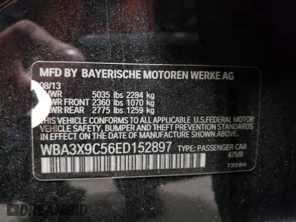 2014 BMW 3 Series 335i Gran Turismo xDrive z VIN WBA3X9C56ED152897, wystawiony jako Copart lot #43759555 z przebiegiem 153 213 mil mil oraz Czysty tytuł • Clean title. Historia ofert i sprzedaży dostępna na DreamBid. Obrazek 12.