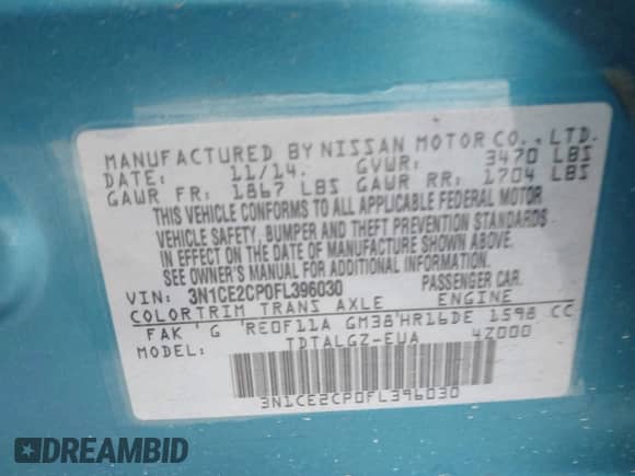 2015 Nissan Note SV z VIN 3N1CE2CP0FL396030, wystawiony jako IAAI lot #42030132 z przebiegiem 46 635 mil mil oraz . Historia ofert i sprzedaży dostępna na DreamBid. Obrazek 9.