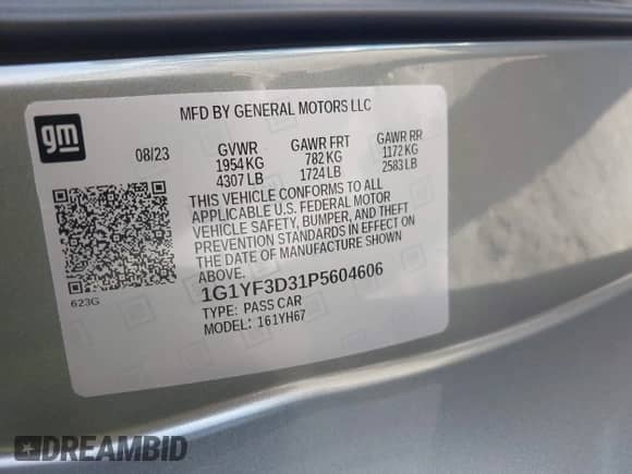 2023 Chevrolet Corvette 3LZ с VIN 1G1YF3D31P5604606, выставлен на аукционе IAAI как лот 43058374 с пробегом 11 348 миль миль и . История ставок и продаж доступна на DreamBid. Изображение 9.