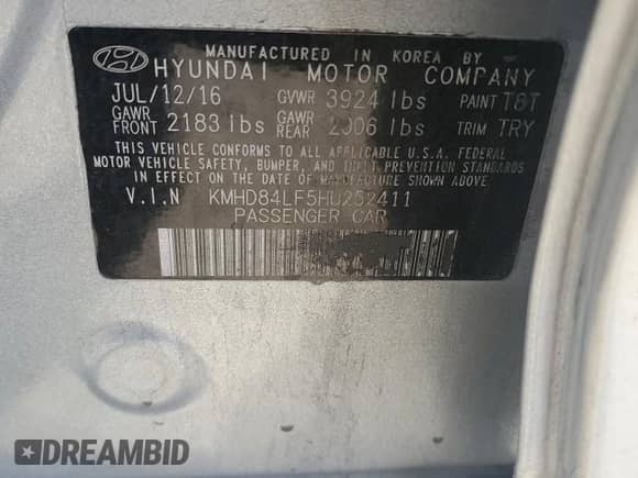 2017 Hyundai Elantra Limited z VIN KMHD84LF5HU252411, wystawiony jako Copart lot #89833725 z przebiegiem 92 691 mil mil oraz Szkoda całkowita • Salvage title. Historia ofert i sprzedaży dostępna na DreamBid. Obrazek 13.