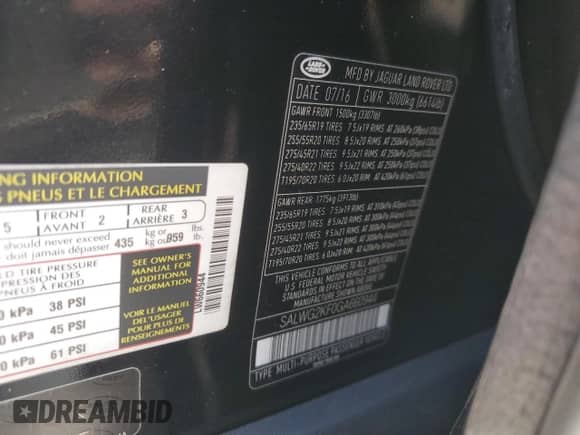 2016 Land Rover Range Rover Sport SE with VIN SALWG2KF0GA660944, listed as a Copart auction lot 60802005 with 102,007 mi miles and Clean title. Bid and sale history available at DreamBid. Image 13.