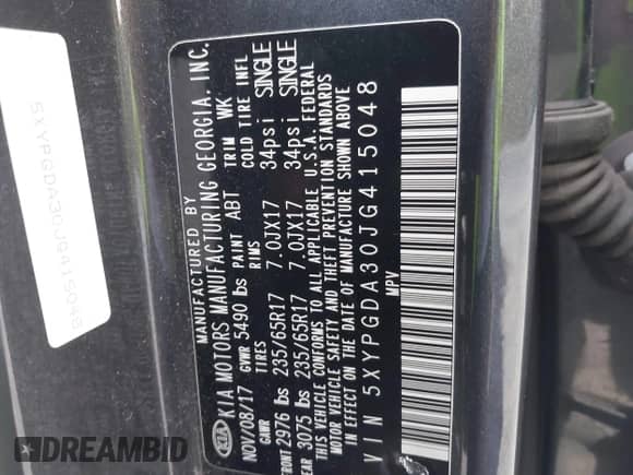 2018 Kia Sorento LX с VIN 5XYPGDA30JG415048, выставлен на аукционе IAAI как лот 42810894 с пробегом 95 463 миль миль и . История ставок и продаж доступна на DreamBid. Изображение 9.