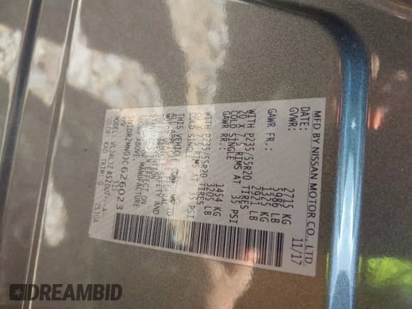 2018 Nissan Pathfinder S with VIN 5N1DR2MN0JC626023, listed as a IAAI auction lot 42740550 with 82,235 mi miles and . Bid and sale history available at DreamBid. Image 9.