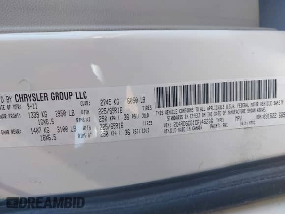 2012 Dodge Grand Caravan SXT с VIN 2C4RDGCG1CR146236, выставлен на аукционе IAAI как лот 43438524 с пробегом 222 573 миль миль и . История ставок и продаж доступна на DreamBid. Изображение 9.