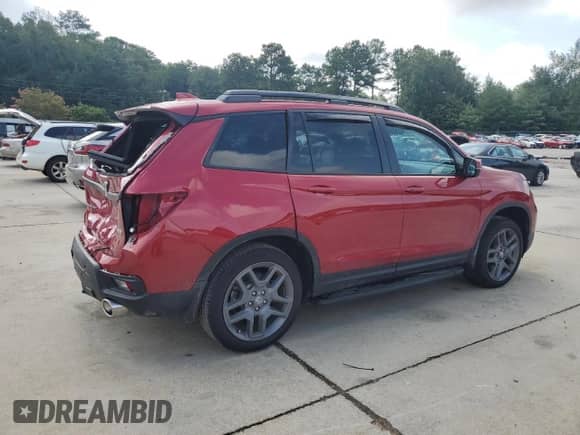 2022 Honda Passport EX-L with VIN 5FNYF8H59NB031479, listed as a Copart auction lot 66687805 with 17,850 mi miles and Salvage title. Bid and sale history available at DreamBid. Image 3.