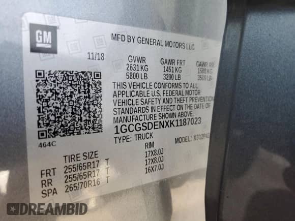 2019 Chevrolet Colorado 2WD Z71 с VIN 1GCGSDENXK1187023, выставлен на аукционе Copart как лот 55303665 с пробегом 52 297 миль миль и Списание • Salvage title. История ставок и продаж доступна на DreamBid. Изображение 12.
