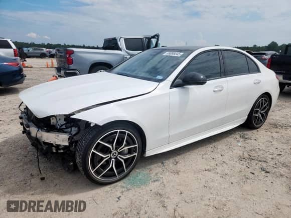 2022 Mercedes-Benz C 300 with VIN W1KAF4GB6NR059757, listed as a Copart auction lot 69696045 with 53,088 mi miles and Salvage title. Bid and sale history available at DreamBid. Image 1.