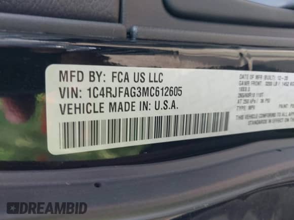 2021 Jeep Grand Cherokee Laredo E z VIN 1C4RJFAG3MC612605, wystawiony jako IAAI lot #42118229 z przebiegiem 53 169 mil mil oraz . Historia ofert i sprzedaży dostępna na DreamBid. Obrazek 9.