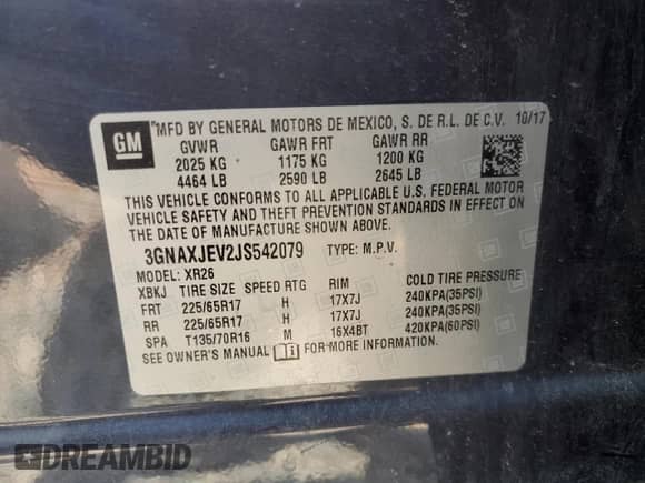 2018 Chevrolet Equinox LT with VIN 3GNAXJEV2JS542079, listed as a Copart auction lot 57847435 with 84,362 mi miles and Salvage title. Bid and sale history available at DreamBid. Image 13.