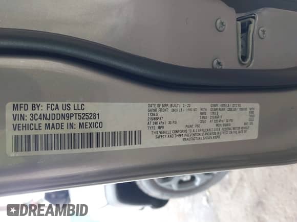 2023 Jeep Compass Trailhawk с VIN 3C4NJDDN9PT525281, выставлен на аукционе IAAI как лот 42254131 с пробегом 17 020 миль миль и . История ставок и продаж доступна на DreamBid. Изображение 9.