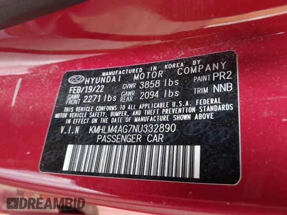 2022 Hyundai Elantra SEL с VIN KMHLM4AG7NU332890, выставлен на аукционе IAAI как лот 42855748 с пробегом 84 637 миль миль и . История ставок и продаж доступна на DreamBid. Изображение 9.