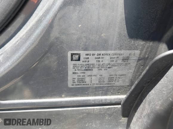 2021 Chevrolet TrailBlazer LS z VIN KL79MNSL6MB040025, wystawiony jako IAAI lot #42387635 z przebiegiem 103 313 mil mil oraz . Historia ofert i sprzedaży dostępna na DreamBid. Obrazek 9.