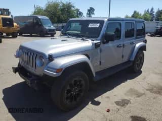 2021 Jeep Wrangler Unlimited Sahara with VIN 1C4JJXP65MW692229, listed as a Copart auction lot 65685825 with 80,009 mi miles and Salvage title. Bid and sale history available at DreamBid. Image 1.