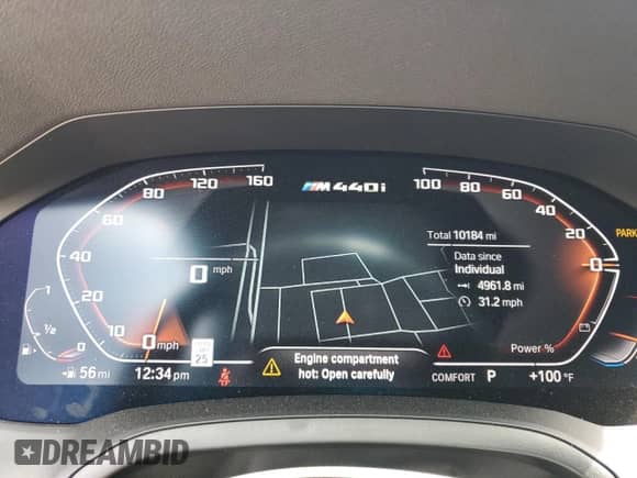 2022 BMW 4 Series M440i with VIN WBA53AT06NCK11740, listed as a Copart auction lot 63387673 with 10,184 mi miles and . Bid and sale history available at DreamBid. Image 9.