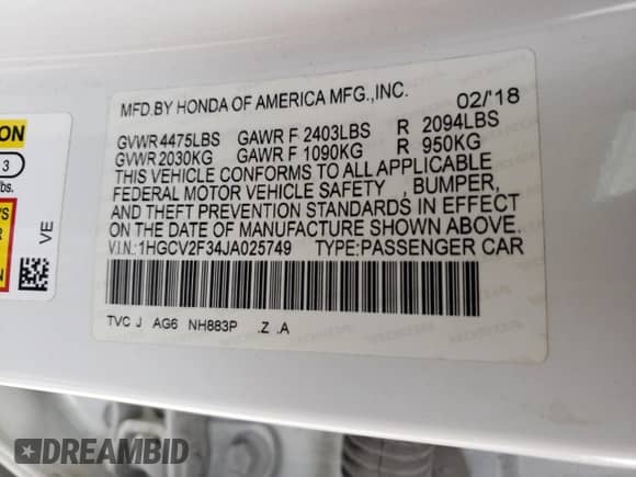 2018 Honda Accord Sport z VIN 1HGCV2F34JA025749, wystawiony jako Copart lot #71972515 z przebiegiem 141 749 mil mil oraz Szkoda całkowita • Salvage title. Historia ofert i sprzedaży dostępna na DreamBid. Obrazek 12.