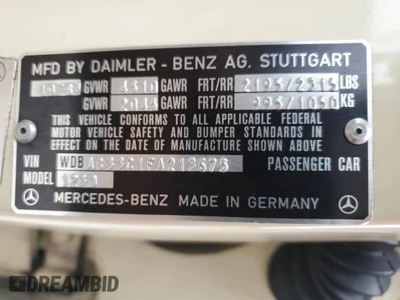 1985 Mercedes-Benz 300 с VIN WDBAB33C1FA213675, выставлен на аукционе Copart как лот 87248224 с пробегом 151 084 миль миль и Списание • Salvage title. История ставок и продаж доступна на DreamBid. Изображение 12.