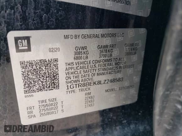 2020 GMC Sierra 1500 SLE с VIN 1GTR8BEK8LZ248583, выставлен на аукционе Copart как лот 70676584 с пробегом 71 511 миль миль и Списание • Salvage title. История ставок и продаж доступна на DreamBid. Изображение 14.