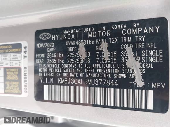 2021 Hyundai Tucson Ultimate with VIN KM8J3CAL5MU377844, listed as a IAAI auction lot 42650276 with 38,390 mi miles and . Bid and sale history available at DreamBid. Image 9.