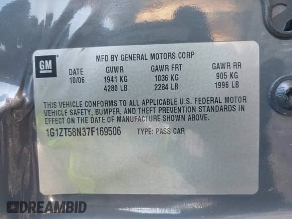 2007 Chevrolet Malibu 2LT с VIN 1G1ZT58N37F169506, выставлен на аукционе IAAI как лот 43551079 с пробегом 114 783 миль миль и . История ставок и продаж доступна на DreamBid. Изображение 9.