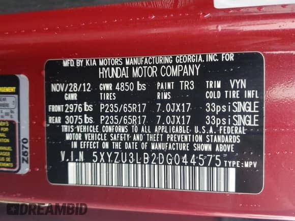 2013 Hyundai Santa Fe Sport с VIN 5XYZU3LB2DG044575, выставлен на аукционе Copart как лот 82255795 с пробегом 151 464 миль миль и Списание • Salvage title. История ставок и продаж доступна на DreamBid. Изображение 13.