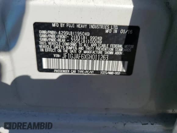 2016 Subaru Impreza Premium z VIN JF1GJAF6XGH011263, wystawiony jako Copart lot #84788975 z przebiegiem 76 952 mil mil oraz Szkoda całkowita • Salvage title. Historia ofert i sprzedaży dostępna na DreamBid. Obrazek 12.