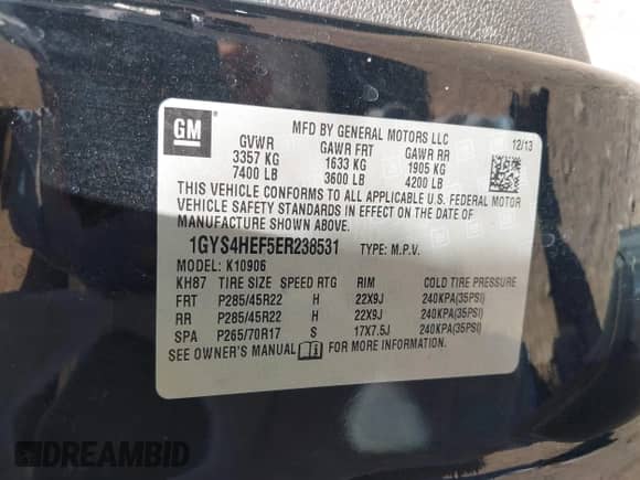 2014 Cadillac Escalade ESV Luxury с VIN 1GYS4HEF5ER238531, выставлен на аукционе IAAI как лот 43451206 с пробегом 149 974 миль миль и . История ставок и продаж доступна на DreamBid. Изображение 9.