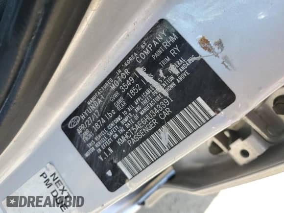2017 Hyundai Accent SE с VIN KMHCT5AE6HU343391, выставлен на аукционе Copart как лот 63162365 с пробегом 167 991 миль миль и Чистый • Clean title. История ставок и продаж доступна на DreamBid. Изображение 12.