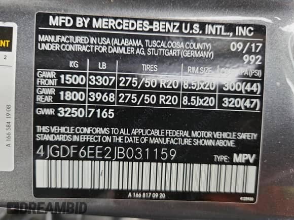 2018 Mercedes-Benz GLS 450 с VIN 4JGDF6EE2JB031159, выставлен на аукционе Copart как лот 80746445 с пробегом 61 359 миль миль и Списание • Salvage title. История ставок и продаж доступна на DreamBid. Изображение 13.