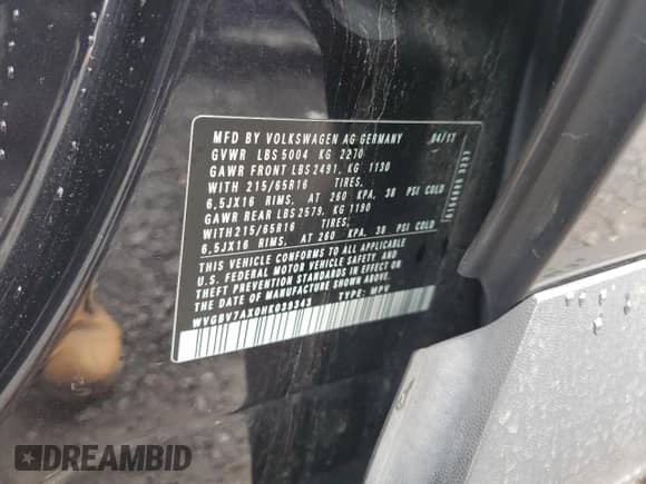 2017 Volkswagen Tiguan S с VIN WVGBV7AX0HK039343, выставлен на аукционе Copart как лот 84289665 с пробегом 93 165 миль миль и Чистый • Clean title. История ставок и продаж доступна на DreamBid. Изображение 13.