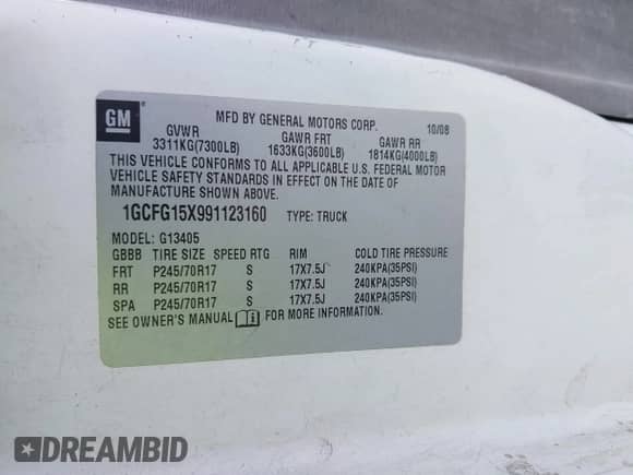2009 Chevrolet Express Cargo with VIN 1GCFG15X991123160, listed as a IAAI auction lot 42358352 with 168,619 mi miles and . Bid and sale history available at DreamBid. Image 9.