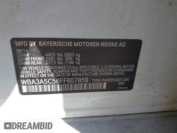 2015 BMW 3 Series 328i с VIN WBA3A5C56FF607859, выставлен на аукционе IAAI как лот 43412756 с пробегом 177 983 миль миль и . История ставок и продаж доступна на DreamBid. Изображение 9.