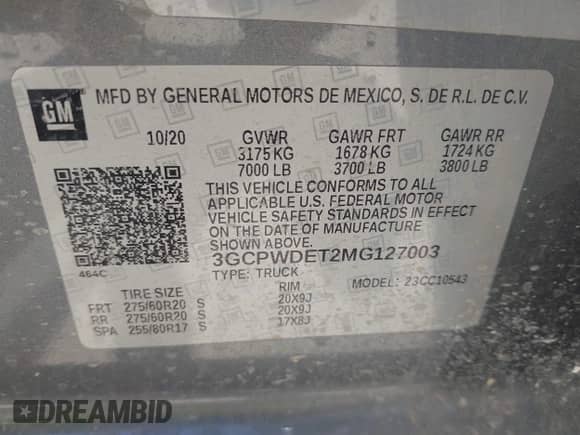 2021 Chevrolet Silverado 1500 RST с VIN 3GCPWDET2MG127003, выставлен на аукционе IAAI как лот 43069292 с пробегом 72 450 миль миль и . История ставок и продаж доступна на DreamBid. Изображение 9.