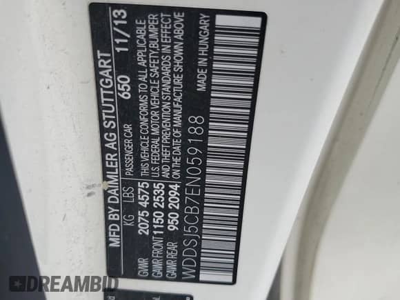 2014 Mercedes-Benz CLA 45 AMG с VIN WDDSJ5CB7EN059188, выставлен на аукционе Copart как лот 81411685 с пробегом 115 969 миль миль и Списание • Salvage title. История ставок и продаж доступна на DreamBid. Изображение 12.