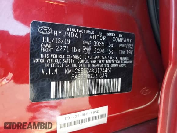 2019 Hyundai Ioniq Blue с VIN KMHC65LC4KU174451, выставлен на аукционе Copart как лот 81851285 с пробегом 164 806 миль миль и Списание • Salvage title. История ставок и продаж доступна на DreamBid. Изображение 12.