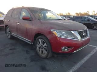 2013 Nissan Pathfinder Platinum with VIN 5N1AR2MN5DC607975, listed as a IAAI auction lot 41402929 with 108,817 mi miles and . Bid and sale history available at DreamBid. Image 1.