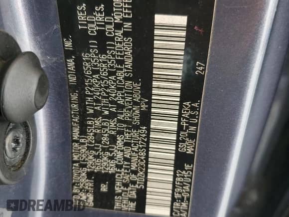 2008 Toyota Sienna CE with VIN 5TDZK23C48S172494, listed as a Copart auction lot 71025355 with 187,032 mi miles and Clean title. Bid and sale history available at DreamBid. Image 13.