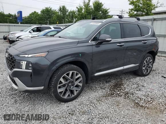 2021 Hyundai Santa Fe Calligraphy z VIN 5NMS5DAL0MH367190, wystawiony jako Copart lot #57328905 z przebiegiem 79 533 mil mil oraz Szkoda całkowita • Salvage title. Historia ofert i sprzedaży dostępna na DreamBid. Obrazek 1.