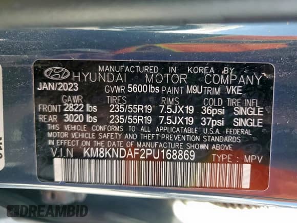2023 Hyundai Ioniq 5 SEL с VIN KM8KNDAF2PU168869, выставлен на аукционе Copart как лот 69319795 с пробегом 18 213 миль миль и Списание • Salvage title. История ставок и продаж доступна на DreamBid. Изображение 13.