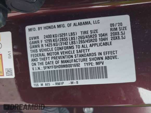 2021 Honda Passport Elite z VIN 5FNYF8H09MB001692, wystawiony jako IAAI lot #42602671 z przebiegiem 45 098 mil mil oraz . Historia ofert i sprzedaży dostępna na DreamBid. Obrazek 9.