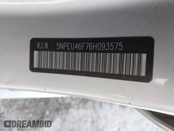 2006 Hyundai Sonata GLS с VIN 5NPEU46F76H093575, выставлен на аукционе IAAI как лот 43011242 с пробегом 127 545 миль миль и . История ставок и продаж доступна на DreamBid. Изображение 9.