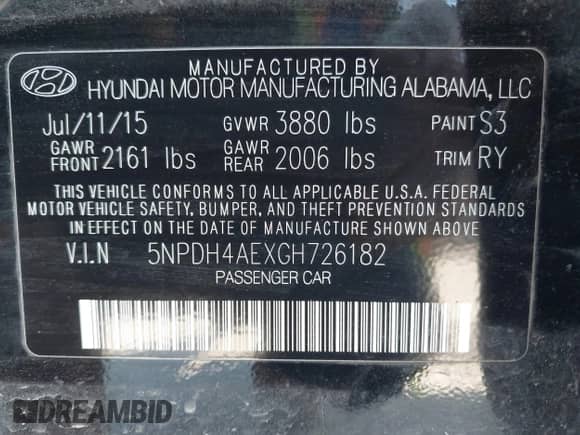 2016 Hyundai Elantra SE with VIN 5NPDH4AEXGH726182, listed as a IAAI auction lot 43321320 with 145,031 mi miles and . Bid and sale history available at DreamBid. Image 9.